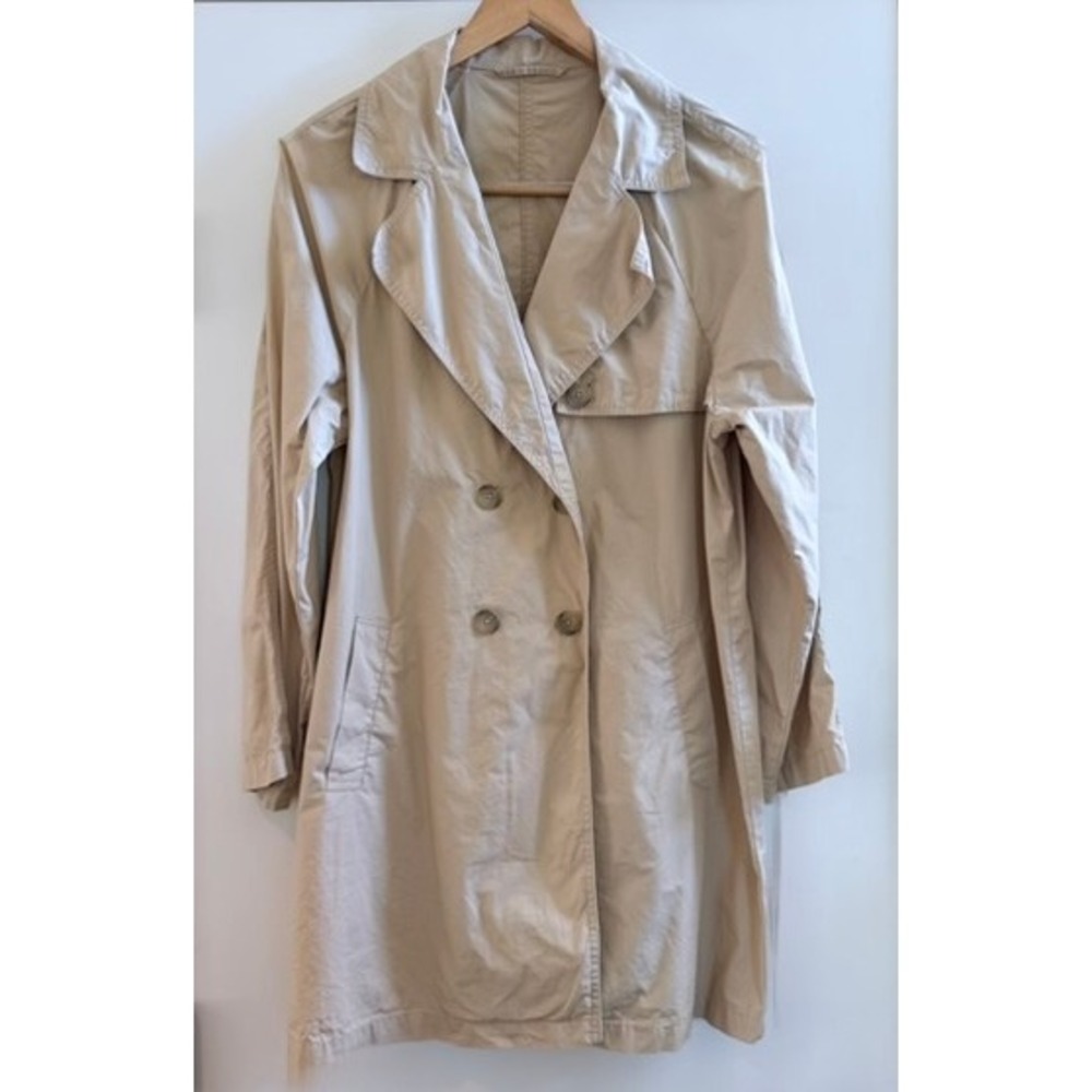 Nordstrom Trench Coat Medium Large Khaki Tan Cotton Classic Minimalist Fall Chic
